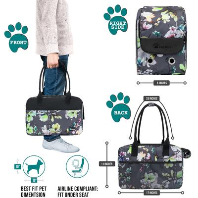 Show full view: PetAmi Airline Approved Bag Dog & Cat Carrier, Floral Gray slide 2 of 7