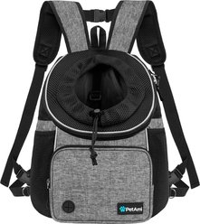 PetAmi Airline Approved Front Chest Small Dog & Cat Backpack Carrier, Gray, Large