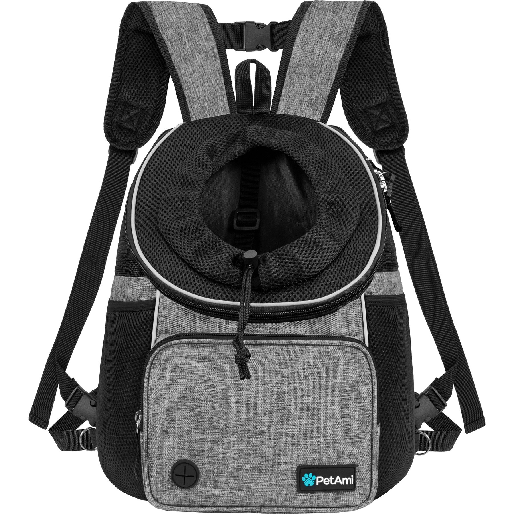 PetAmi Airline Approved Front Chest Small Dog & Cat Backpack Carrier, Gray, Medium