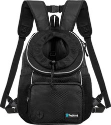 PetAmi Airline Approved Front Chest Small Dog & Cat Backpack Carrier, Black, Medium