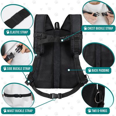 Show full view: PetAmi Airline Approved Front Chest Small Dog & Cat Backpack Carrier, Black, Medium slide 5 of 8