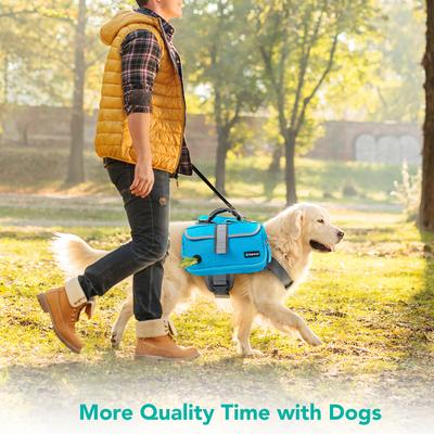 Show full view: PetAmi Saddle Dog & Cat Backpack with Reflective Safety Side Pockets, Medium, Blue slide 9 of 9