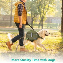 PetAmi Saddle Dog & Cat Backpack with Reflective Safety Side Pockets, Medium, Olive Canvas slide 2 of 8