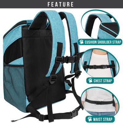 Show full view: PetAmi Premium Backpack Dog & Cat Carrier, Sea Blue slide 5 of 9