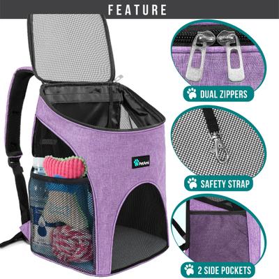 Show full view: PetAmi Premium Backpack Dog & Cat Carrier, Heather Purple slide 3 of 9
