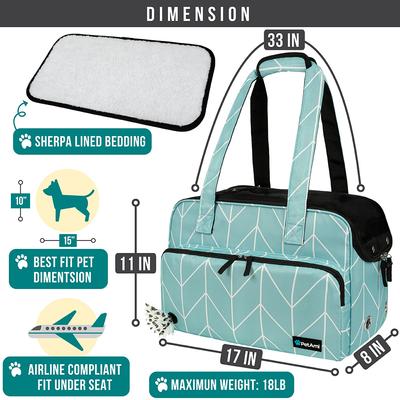 Show full view: PetAmi Portable Soft-Sided Handbag Tote Airline Approved Purse Dog & Cat Carrier, Chevron Teal slide 2 of 7