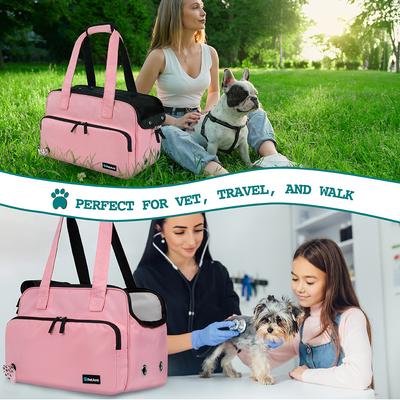 Show full view: PetAmi Portable Soft-Sided Handbag Tote Airline Approved Purse Dog & Cat Carrier, Pink slide 6 of 7