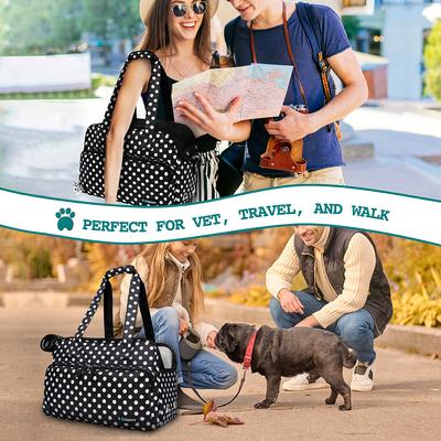 Show full view: PetAmi Portable Soft-Sided Handbag Tote Airline Approved Purse Dog & Cat Carrier, Polka Dot Black slide 7 of 7