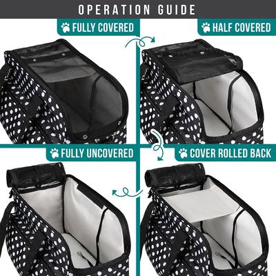 Show full view: PetAmi Portable Soft-Sided Handbag Tote Airline Approved Purse Dog & Cat Carrier, Polka Dot Black slide 5 of 7