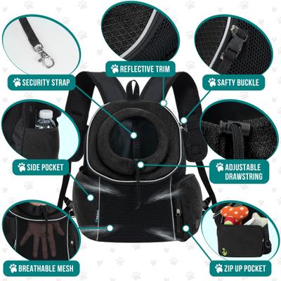 Show full view: PetAmi Extra Ventilated Adjustable Airline Approved Backpack Dog & Cat Carrier, Black, Medium slide 4 of 8