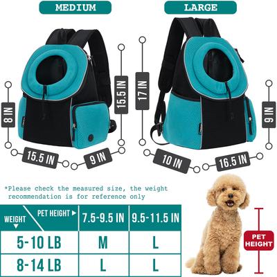 Show full view: PetAmi Extra Ventilated Adjustable Airline Approved Backpack Dog & Cat Carrier, Teal Blue, Large slide 3 of 8