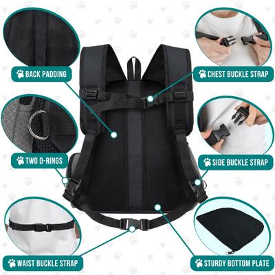 Show full view: PetAmi Extra Ventilated Adjustable Airline Approved Backpack Dog & Cat Carrier, Grey, Large slide 5 of 8