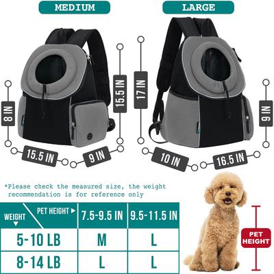 Show full view: PetAmi Extra Ventilated Adjustable Airline Approved Backpack Dog & Cat Carrier, Grey, Large slide 3 of 8