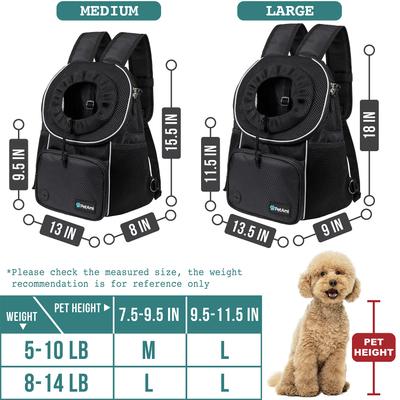 Show full view: PetAmi Airline Approved Front Chest Small Dog & Cat Backpack Carrier, Black, Medium slide 3 of 8