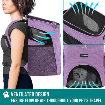 Show full view: PetAmi Premium Backpack Dog & Cat Carrier, Heather Purple slide 4 of 9