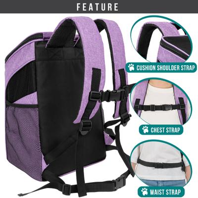 Show full view: PetAmi Premium Backpack Dog & Cat Carrier, Heather Purple slide 5 of 9