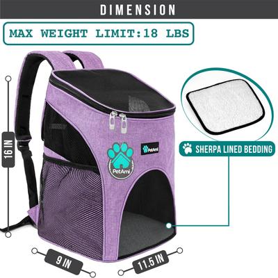 Show full view: PetAmi Premium Backpack Dog & Cat Carrier, Heather Purple slide 2 of 9