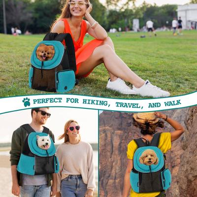 Show full view: PetAmi Extra Ventilated Adjustable Airline Approved Backpack Dog & Cat Carrier, Teal Blue, Large slide 6 of 8