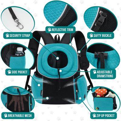 Show full view: PetAmi Extra Ventilated Adjustable Airline Approved Backpack Dog & Cat Carrier, Teal Blue, Large slide 4 of 8