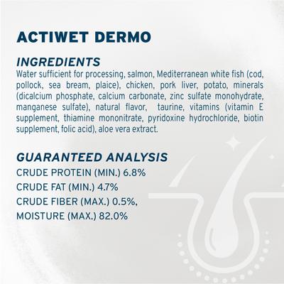 Show full view: Forza10 ActiWet Dermo Support with Mediterranean White Fish Canned Cat Food, 3.5-oz, case of 32 slide 9 of 12