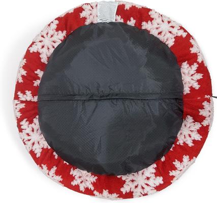 Show full view: Ridge Creek Round Snowflake Holiday Orthopedic Bolster Dog Bed, Red, Large slide 4 of 8