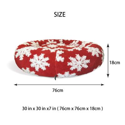Show full view: Ridge Creek Round Snowflake Holiday Orthopedic Bolster Dog Bed, Red, Large slide 3 of 8