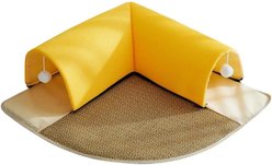 NonoPets Indoor Cat & Small Animal Bed Play Tunnel, Yellow, 20 x 20-in