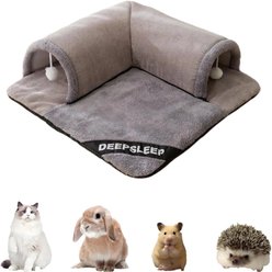 NonoPets 3-in-1 Durable Polyester Cooling Bed Cat, Rabbit & Hamster Tunnel & Play Mat with Blanket, Grey, Large slide 2 of 5