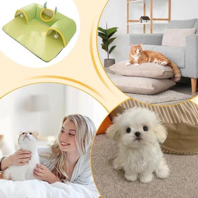 Show full view: NonoPets 3-in-1 Durable Polyester Cooling Bed Cat, Rabbit & Hamster Tunnel & Play Mat with Blanket, Green, Medium slide 6 of 6