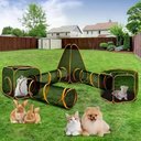 NonoPets 6-in-1 Outdoor Portable Dog, Cat & Small Animals Playpen with Tunnel, Black