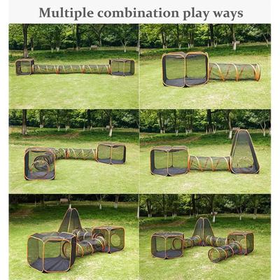 Show full view: NonoPets 6-in-1 Outdoor Portable Dog, Cat & Small Animals Playpen with Tunnel, Black slide 4 of 6