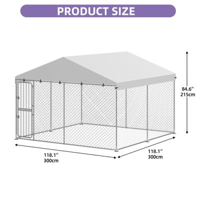 Show full view: Wooflex Outdoor Heavy Duty Playpen Cage Enclosure Dog Run Kennel with Waterproof Cover Steel, Silver, 10 x 10-ft slide 2 of 6