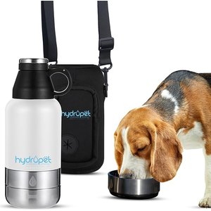 Pet Vet Products HydroPet Stainless Steel Dog Water Bottle with Dual Dog Bowls, 32-fl oz