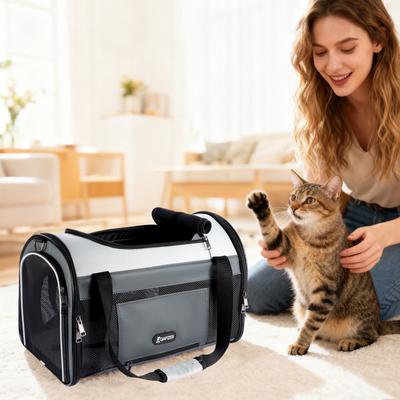 Show full view: Gapzer Soft Sided Collapsible Airline Approved Dog & Cat Carrier Bag, 18.8 x 11.8 x 12.6-in, Grey slide 9 of 9