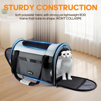 Show full view: Gapzer Soft Sided Collapsible Airline Approved Dog & Cat Carrier Bag, 18.8 x 11.8 x 12.6-in, Grey slide 5 of 9