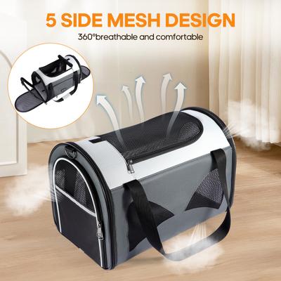 Show full view: Gapzer Soft Sided Collapsible Airline Approved Dog & Cat Carrier Bag, 18.8 x 11.8 x 12.6-in, Grey slide 3 of 9