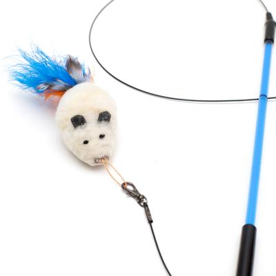 Show full view: Cat Lures Wooly Feather Mouse with Mini Lightning Rod Teaser Cat Toy slide 4 of 5