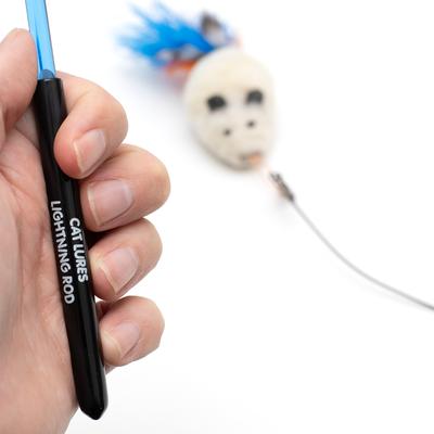 Show full view: Cat Lures Wooly Feather Mouse with Mini Lightning Rod Teaser Cat Toy slide 3 of 5
