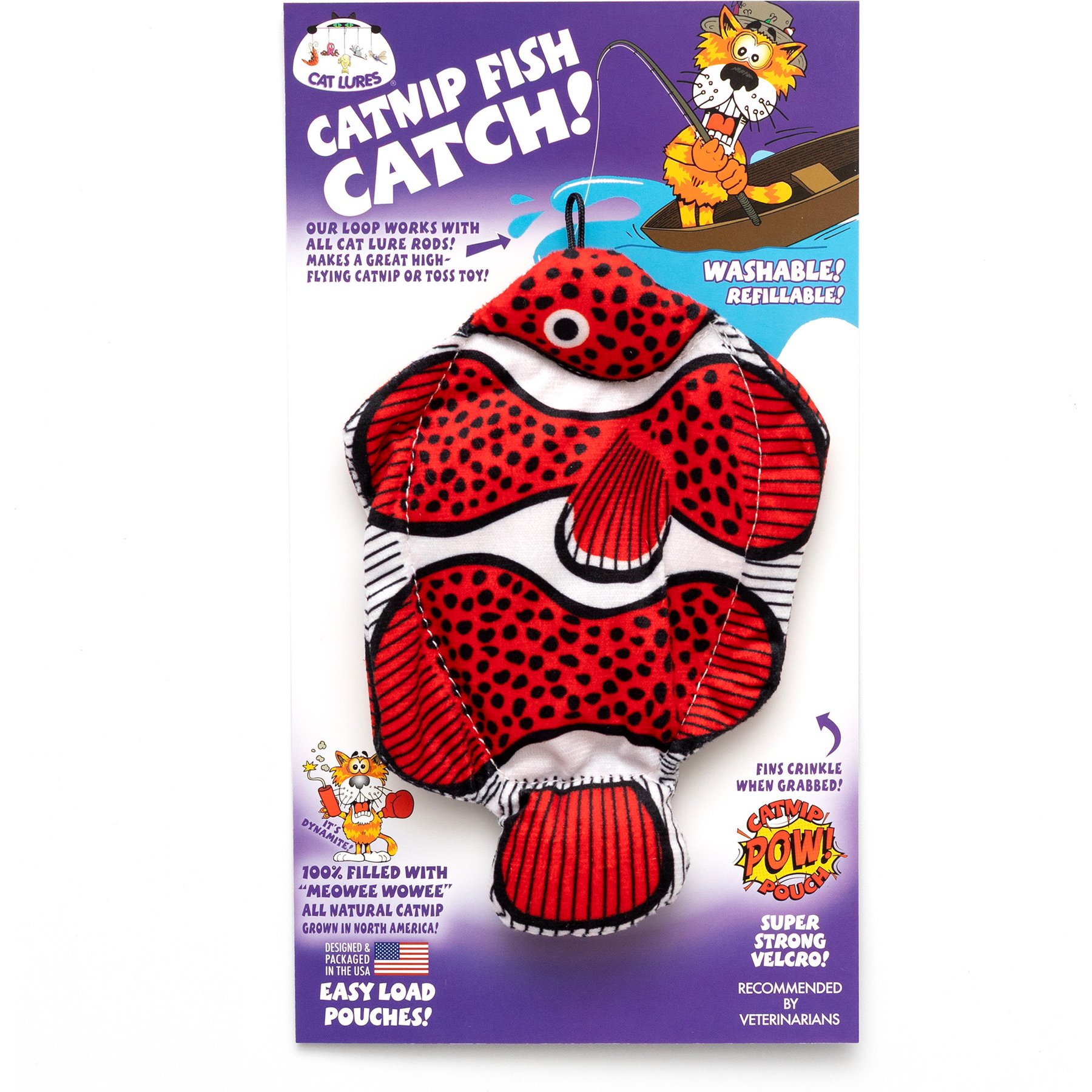 Cat Lures Meowee Wowee Catnip Speckled Clown Fish Plush Cat Toy