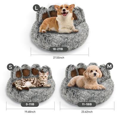 Show full view: Kylinsure Round Plush Calming Donut Dog & Cat Bed, Grey, Large slide 7 of 12
