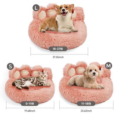 Show full view: Kylinsure Round Plush Calming Donut Dog & Cat Bed, Pink, Medium slide 6 of 11