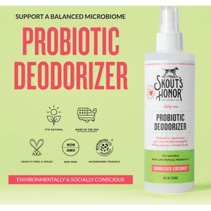 Skout's Honor Natural Sunkissed Coconut Scent Probiotic Dog & Cat Deodorizer Spray, 8-fl oz bottle