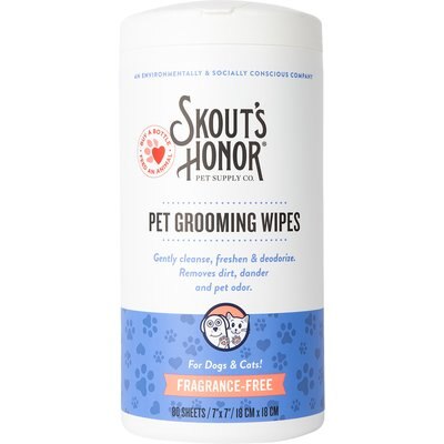 Skout's Honor Skout's Honor Dog, Cat & Small Pet Grooming Wipes, 80 count