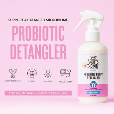 Show full view: Skout's Honor Happy Puppy Probiotic Daily Use Cat & Dog Hair Detangler, 8-fl oz bottle slide 2 of 11