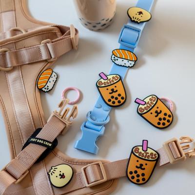 Show full view: Jiby Dog Crew Boba Milk Tea Jiby Dog Collar Accessory, Brown slide 2 of 7