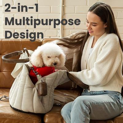 Show full view: PawsPik Tote-Style 3-in-1 Pet Carrier, Travel Bed & Car Seat, Sandstone, Medium slide 5 of 10