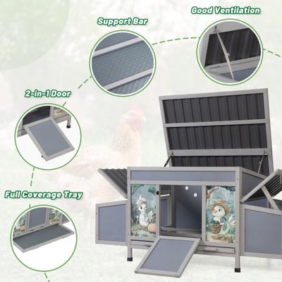 Show full view: Coziwow 2 Nesting Boxes Wooden Chicken Coop slide 6 of 9