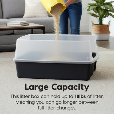 Show full view: IRIS Open Top Cat Litter Box with Scatter Shield, XX-Large, Black slide 4 of 10
