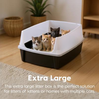 Show full view: IRIS Open Top Cat Litter Box with Scatter Shield, XX-Large, Black slide 6 of 10