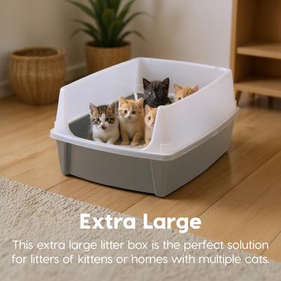 Show full view: IRIS Open Top Cat Litter Box with Scatter Shield, XX-Large, Gray slide 6 of 8